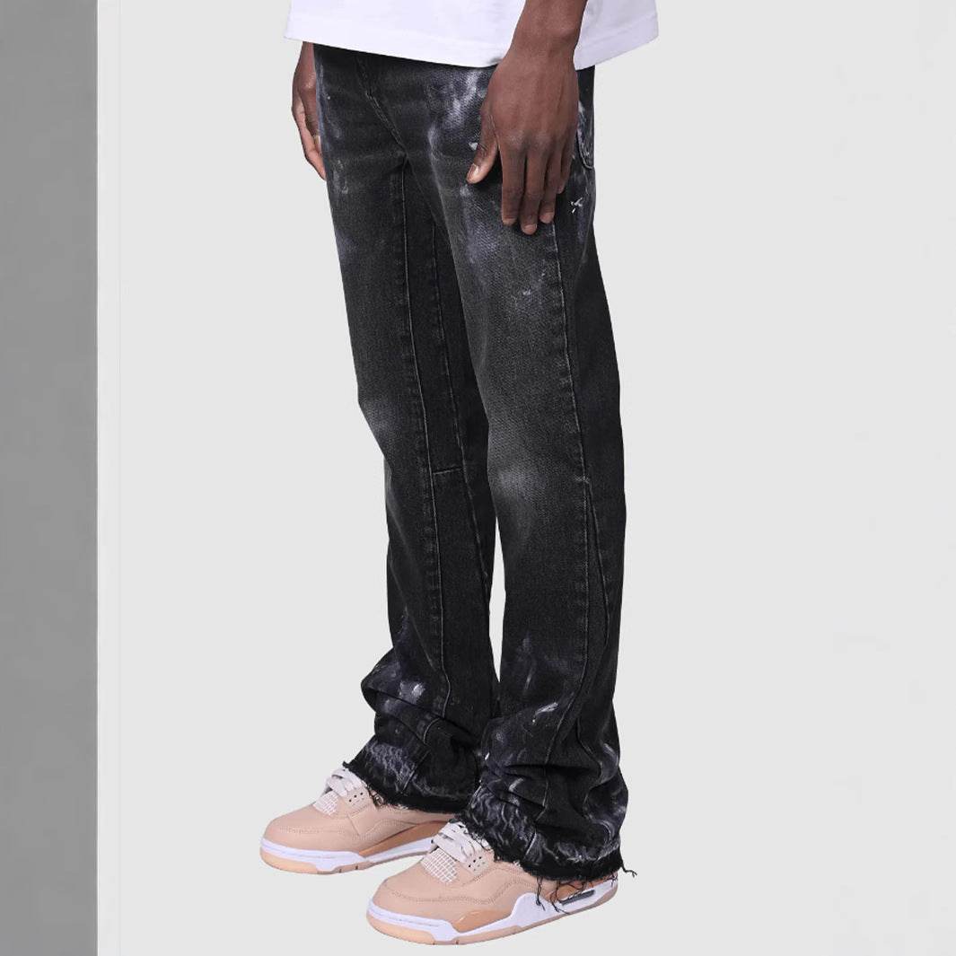 Men's Stretch Denim Straight-Leg Pants - Comfortable Mid Waist Trousers - Buy Center