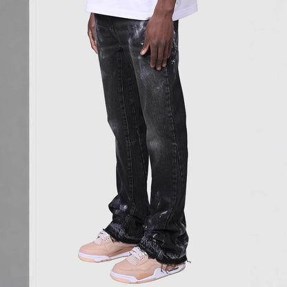Men's Stretch Denim Straight-Leg Pants - Comfortable Mid Waist Trousers - Buy Center