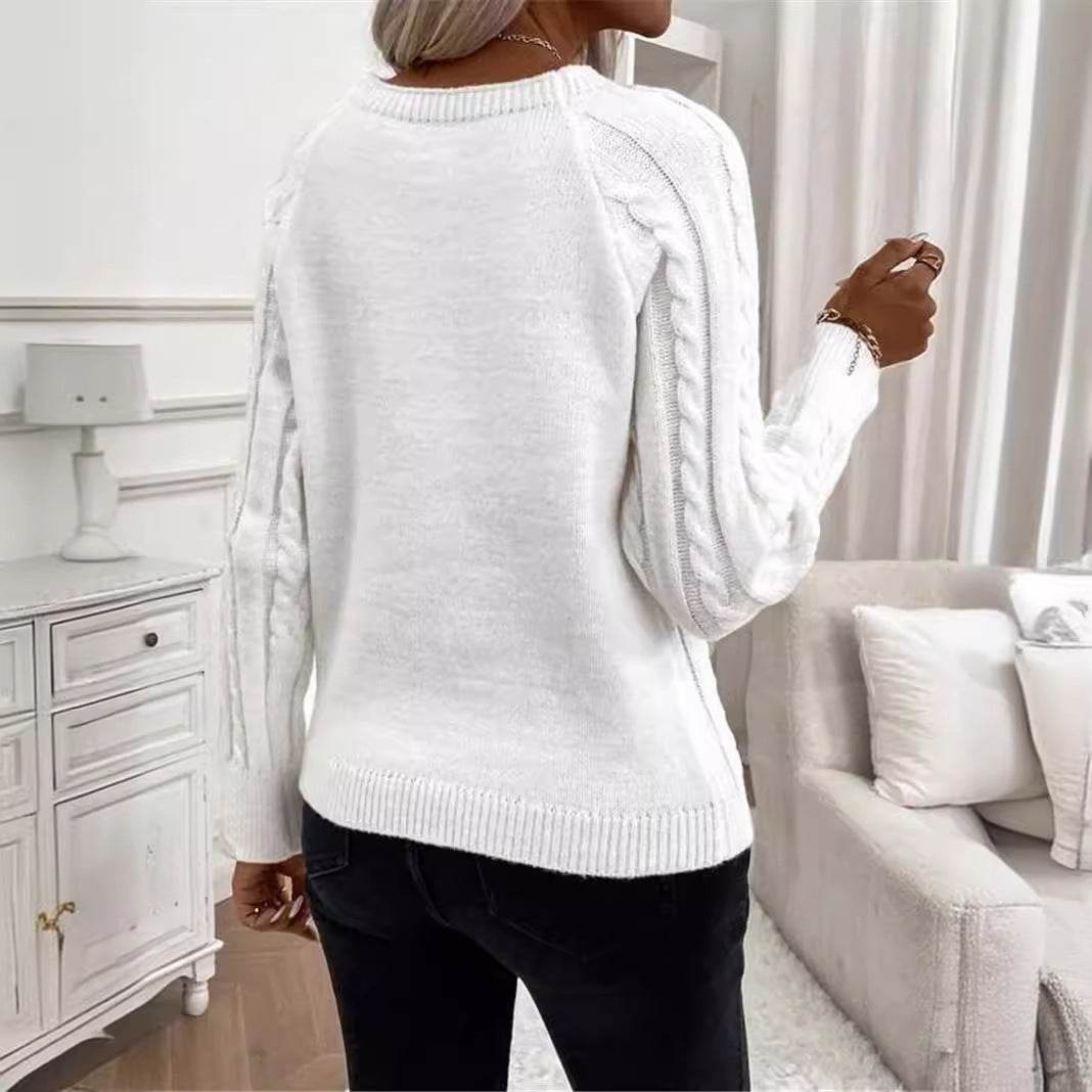 Twisted Pullover Round Neck Sweater - Loose Fit in Stylish Colors - Buy Center