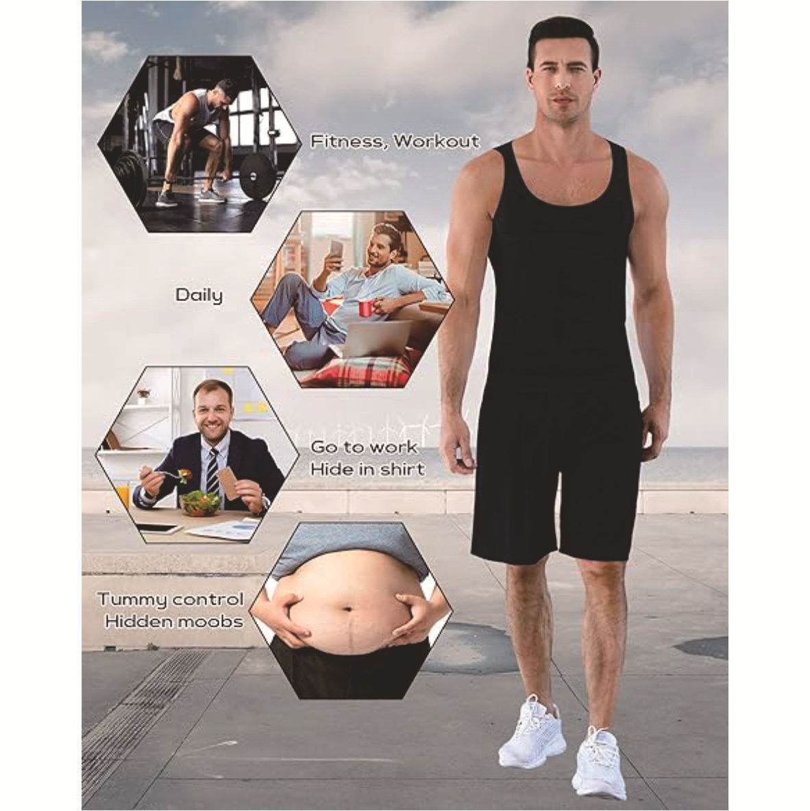 Men's Body Shape Vest - Adjustable Waist Support & Shaping Functionality - Buy Center