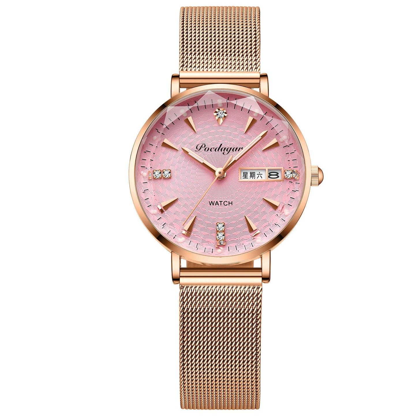 Stylish Women's Quartz Watch - Waterproof Design & Double Calendar Feature - Buy Center