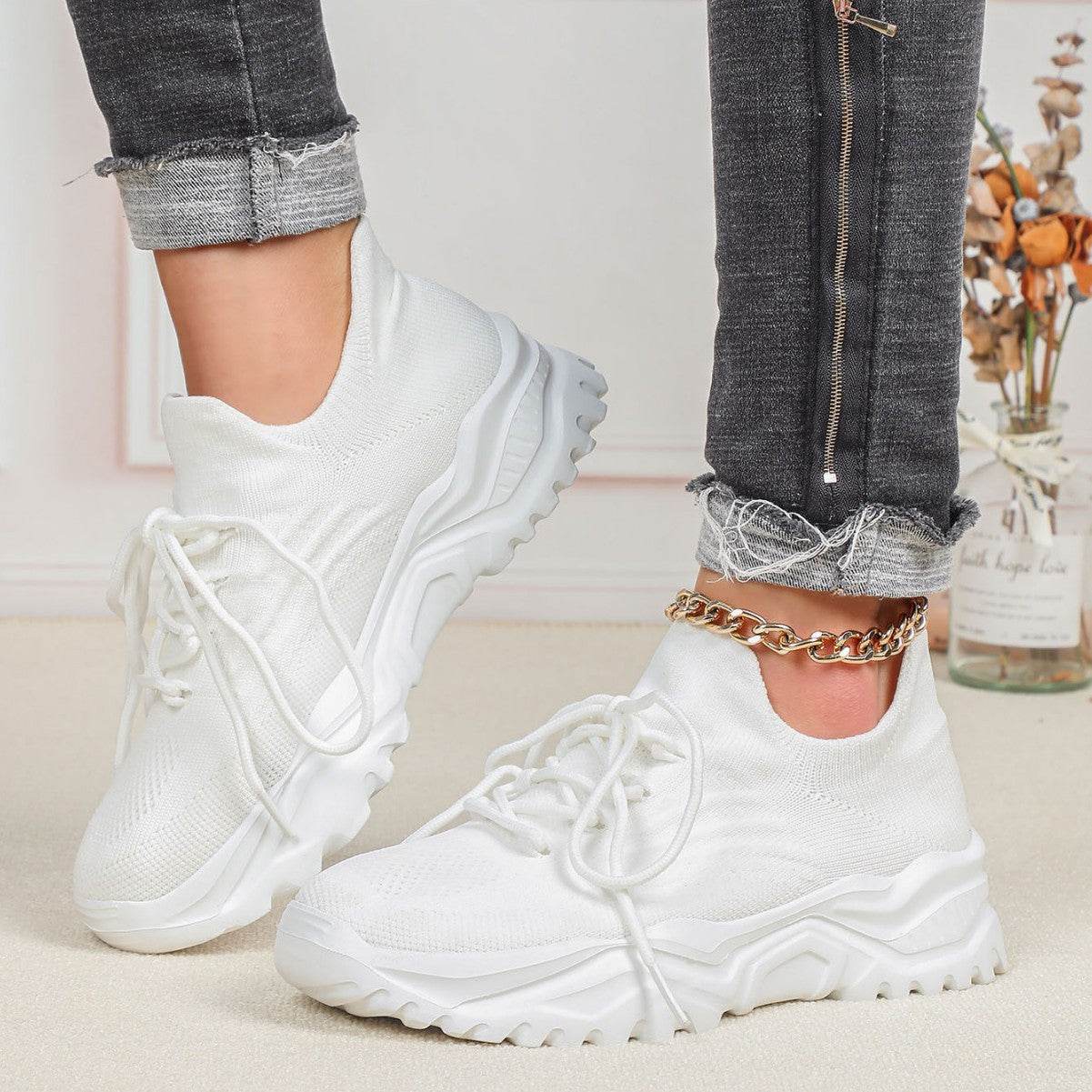 Buycenter Plus Size Sporty Women's Sock Shoes - Breathable Flyknit Design - Buy Center