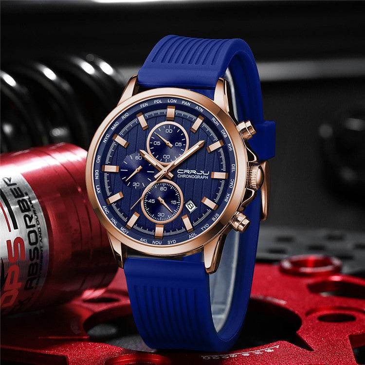 New Men's Silicone Strap Watch - Stylish Six-Pin Steel Case 2025 - Buy Center