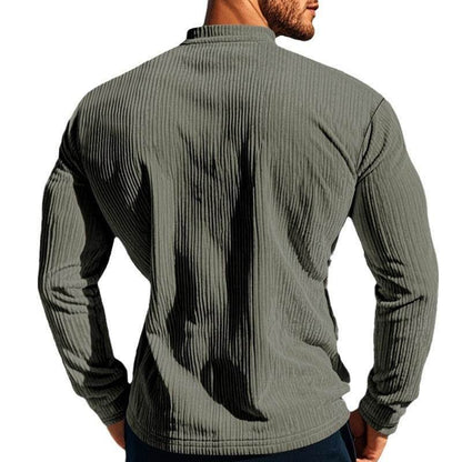 Buycenter Men's Slim-fit Four-button Corduroy Top - Long Sleeve Options - Buy Center