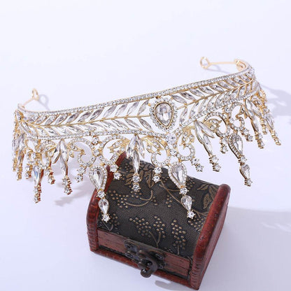 Elegant Crystal Baroque Crown Hair Hoop Set - Perfect for Weddings & Events - Buy Center