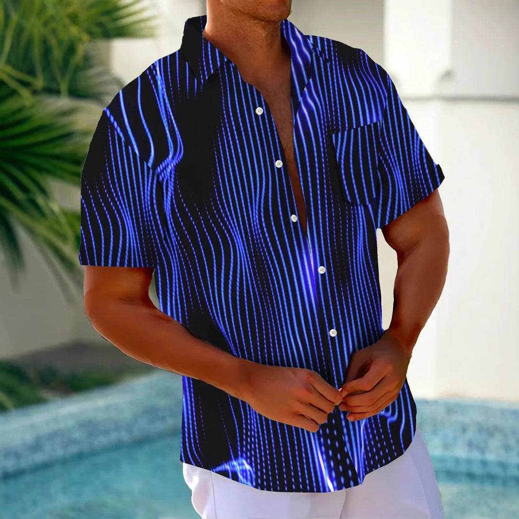 Trendy Printed Men's Cardigan Shirt - Short Sleeve Summer Style 2025 - Buy Center