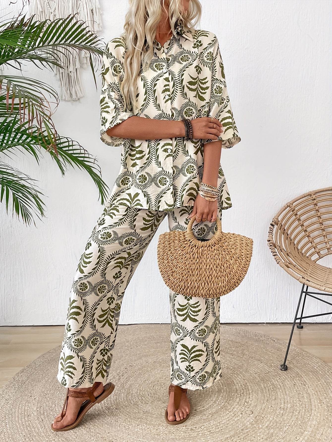 Women's Spring Summer Vacation Two-Piece Set - Tropical Style - Buy Center