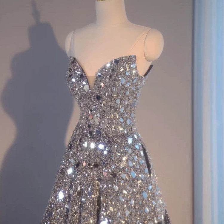 Buycenter Blue Heavy Industry Evening Dress - Sleeveless Tube Top Style - Buy Center