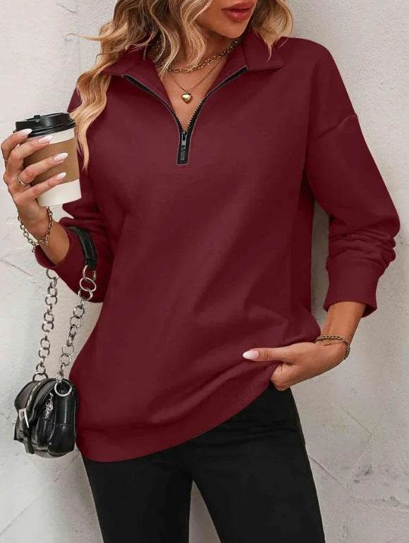 Buycenter Women's Fashion Pullover Sweatshirt - Long Sleeve Zipper Style - Buy Center