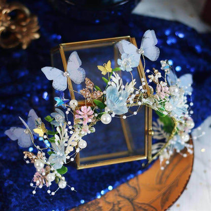 Enchanted Blue & White Fairy Butterfly Garland Headdress for Kids - Buy Center