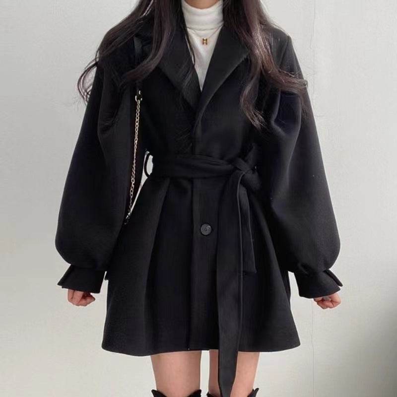 Hepburn Style Women's Woolen Coat - Slim Fit, Solid Color Elegance - Buy Center