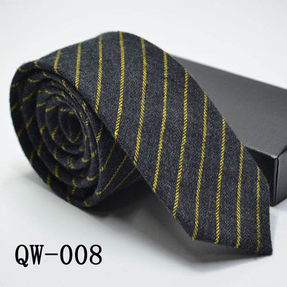 Elegant Men's Super Narrow Bow Tie - Trendy Wool-like Cotton Stripes - Buy Center