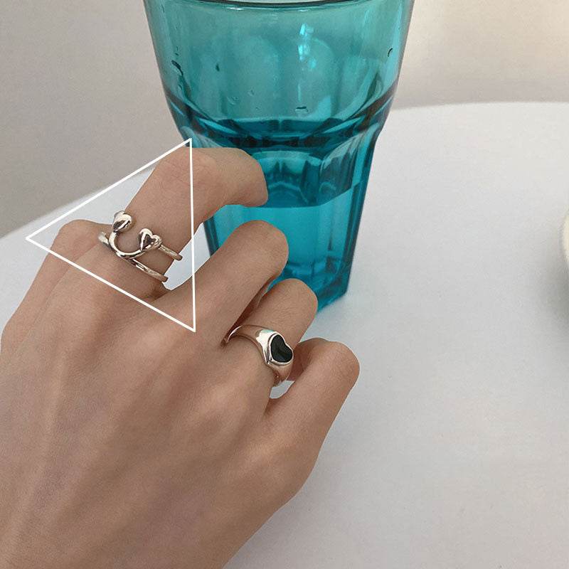 Fashionable Heart Dollar Smiling Face Ring - Adjustable Silver Plated Design - Buy Center