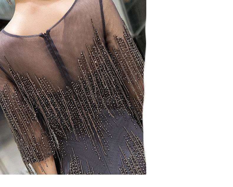 Buycenter Evening Dress for Women - Elegant Temperament in Dark Gray & Red - Buy Center