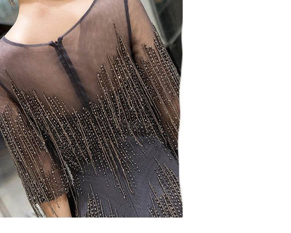 Buycenter Evening Dress for Women - Elegant Temperament in Dark Gray & Red - Buy Center