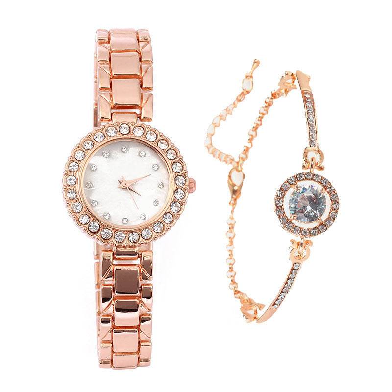 Buy Center Women's Diamond Quartz Watch - Elegant Rose Gold & Silver - Buy Center