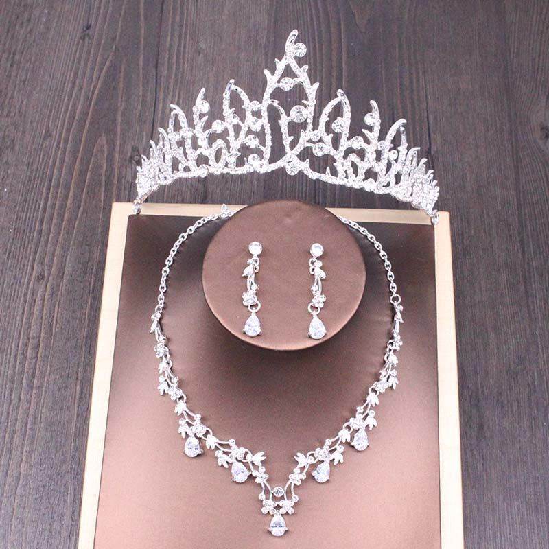 Elegant Bridal Rhinestone Crown Necklace Set - Perfect Wedding Jewelry 2025 - Buy Center