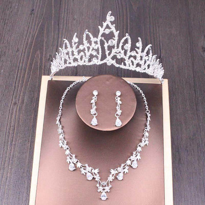 Elegant Bridal Rhinestone Crown Necklace Set - Perfect Wedding Jewelry 2025 - Buy Center