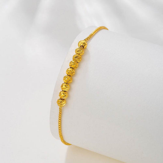 Buy Center Gold Pulling Rope Bracelet - Elegant Flower Bead Design - Buy Center