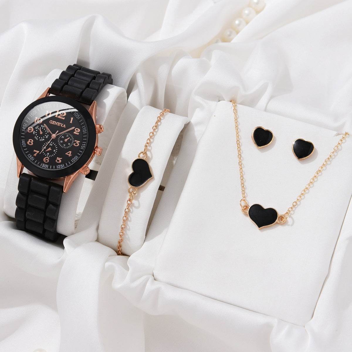 Buy Center Women's Imitation Leather Watch Set - Elegant Jewelry Bundle - Buy Center