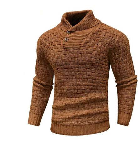 Buycenter Men's Slim Turtleneck Sweater - Trendy Button Design Pullover - Buy Center