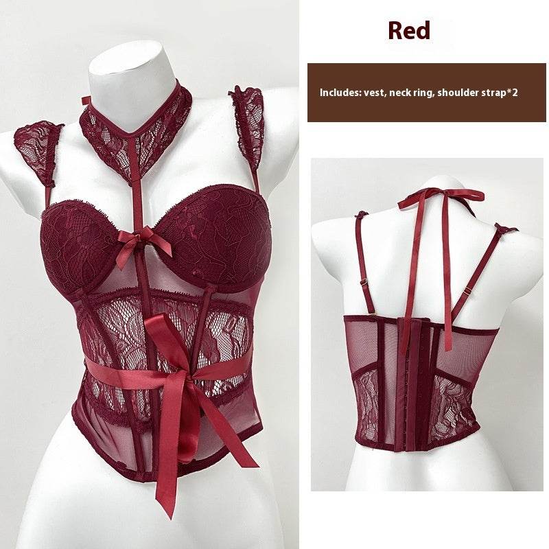 Women's Fishbone Camisole - Wine Red Halter Top with Detachable Straps - Buy Center