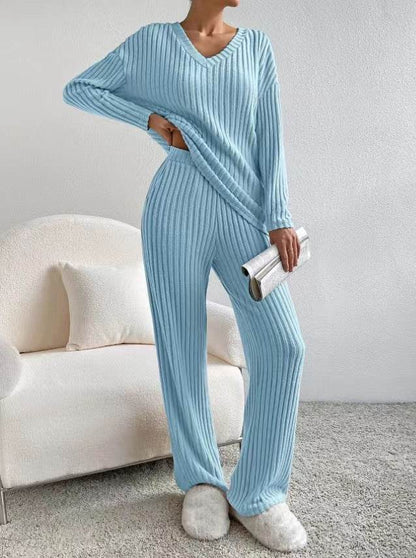 Buycenter Fashion V-Neck Knitting Jumpsuit - Loose Fit, Casual Style - Buy Center