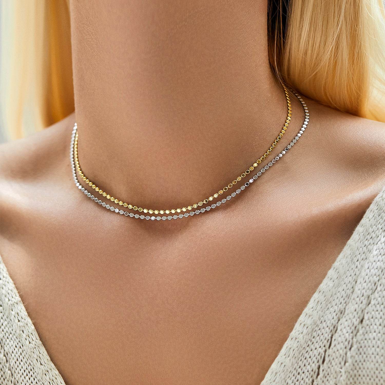 S925 Sterling Silver Choker Necklace - Elegant Geometric Pendant for Women - Buy Center