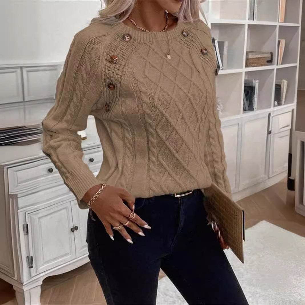 Twisted Pullover Round Neck Sweater - Loose Fit in Stylish Colors - Buy Center