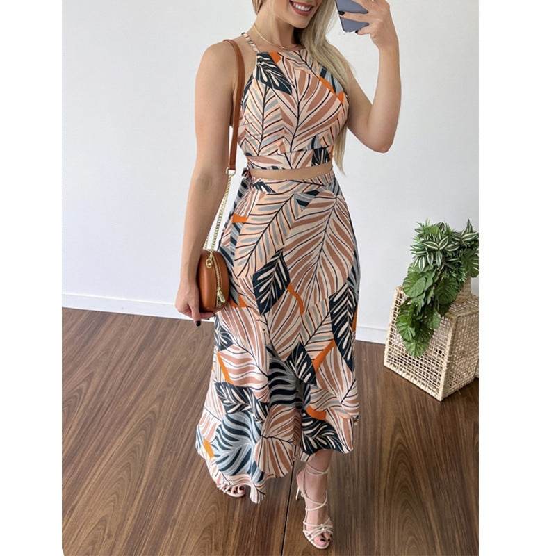 Buycenter Casual Printed Short Lace Vest Dress - High Waist, Fresh Style - Buy Center