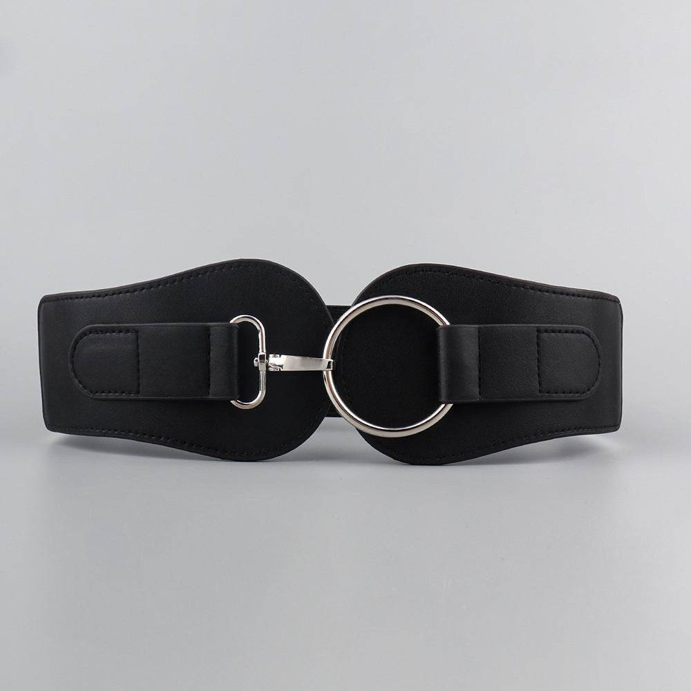 Women's PU Leather Wide Belt - Chic Design with Gold Buckle for 2025 - Buy Center