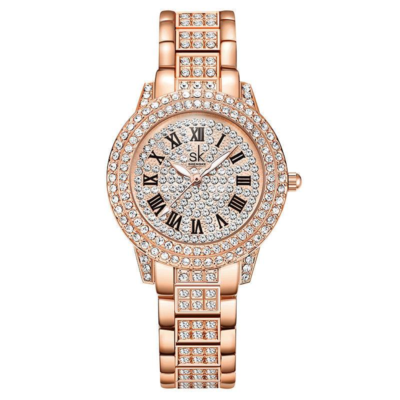 Elegant Women's Fashion Diamond Watch - Waterproof Alloy Bracelet Style - Buy Center