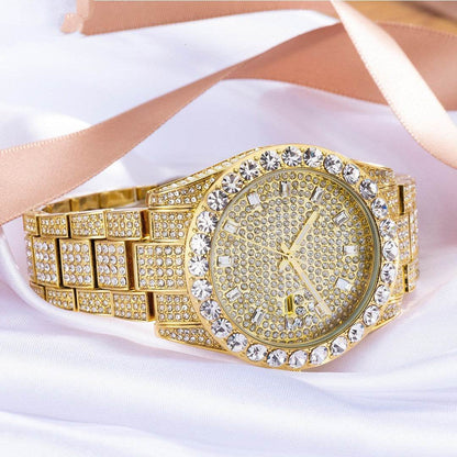 Elegant Gold Diamond Watch - Large Dial Women’s Sports Timepiece 2025 - Buy Center