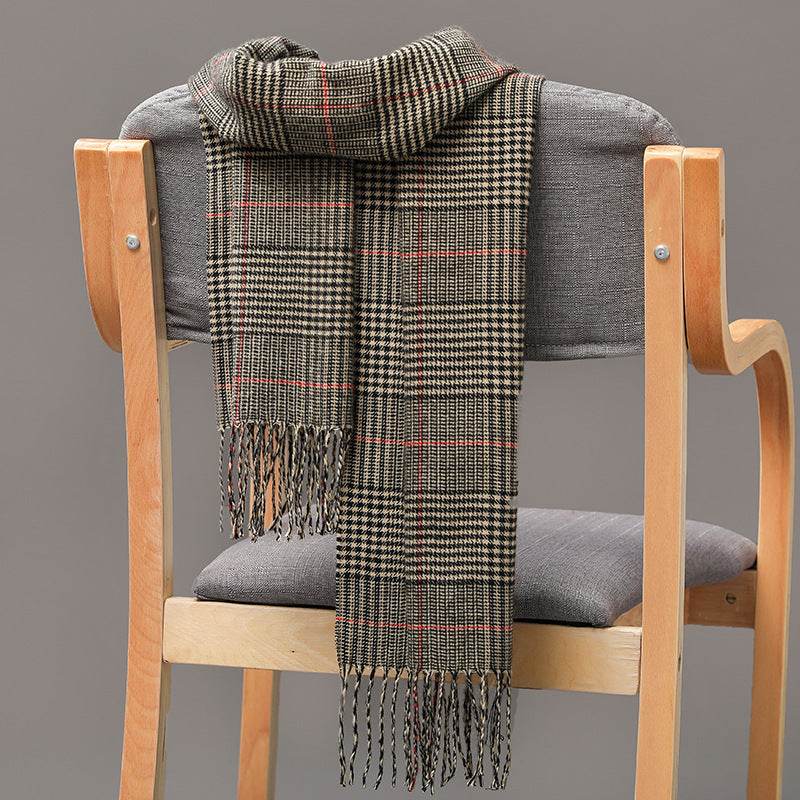 British Plaid Cashmere Scarf - Stylish Tassels, Perfect for Couples & Families - Buy Center