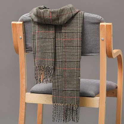 British Plaid Cashmere Scarf - Stylish Tassels, Perfect for Couples & Families - Buy Center