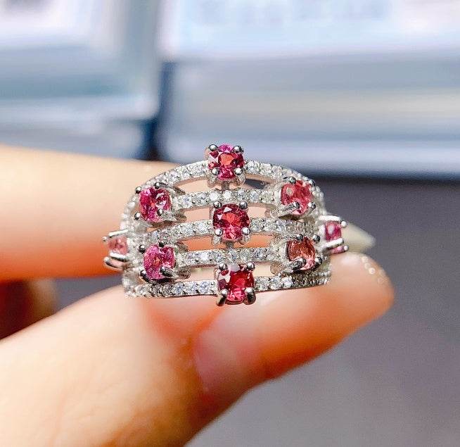 Buycenter 925 Silver Garnet Ring - Elegant Korean Style Jewelry for Women - Buy Center
