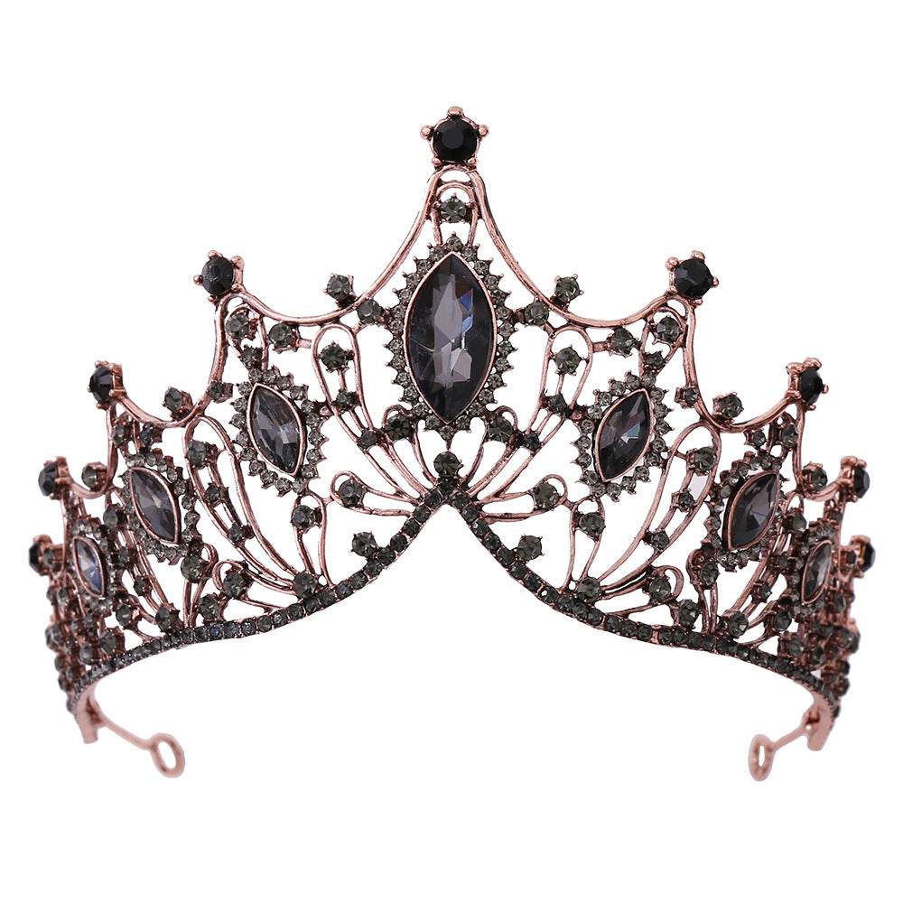 Classic Vintage Black Baroque Bridal Tiara - Elegant Alloy Wedding Crown - Buy Center