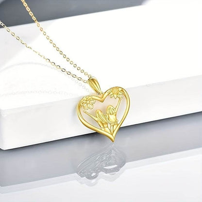Buy Center Sunflower Heart Pendant Necklace - Gold Cross Chain for Women - Buy Center