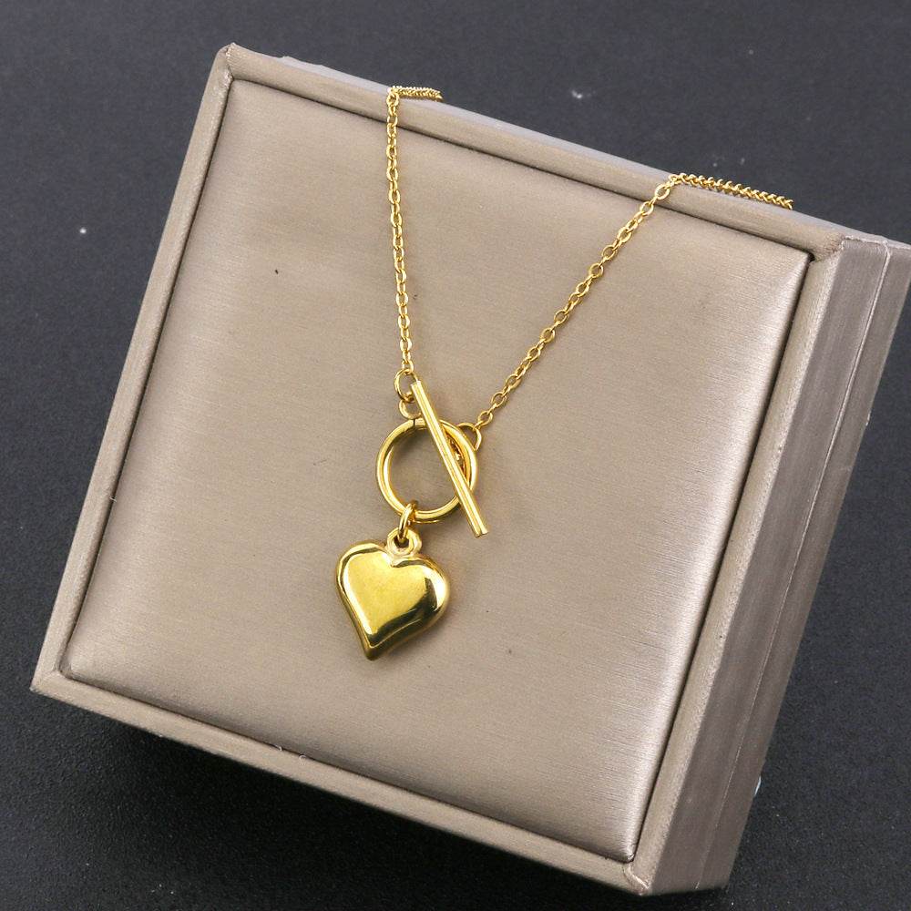 Buy Center Stainless Steel Heart Necklace - Unisex Cross Chain Pendant - Buy Center