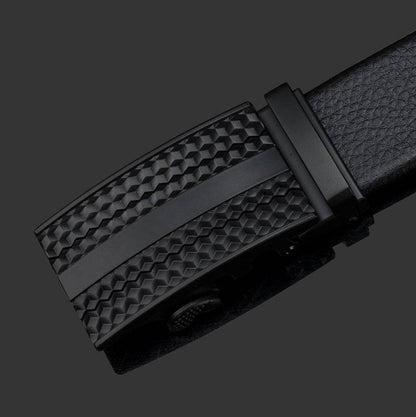 Fashion Casual Men's Leather Belt - Two-Layer Automatic Buckle Design - Buy Center