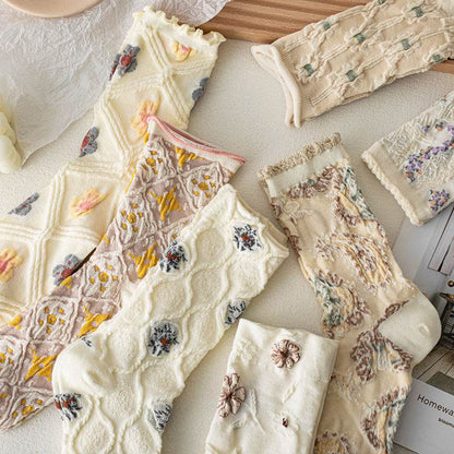 Retro Women's Thin Flower Socks - Antibacterial, Sweat Absorbent Style - Buy Center