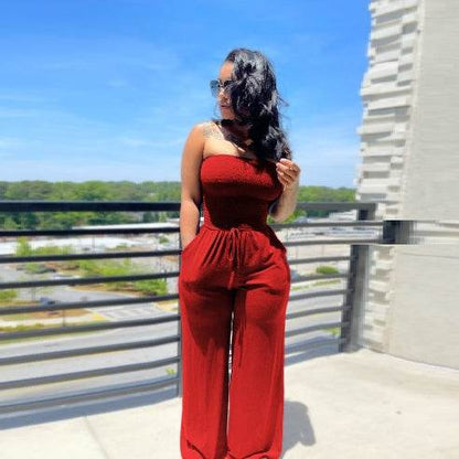 Sexy Casual Wide-Leg Jumpsuit - Brushed Milk Silk for Trendy Fashion - Buy Center