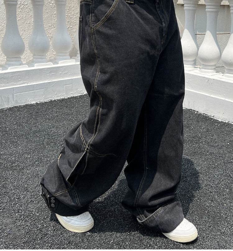 Solid Color Casual Jeans - Retro Straight-Leg Pants for Trendy Men - Buy Center