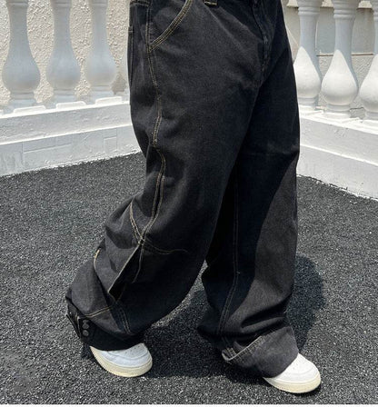 Solid Color Casual Jeans - Retro Straight-Leg Pants for Trendy Men - Buy Center