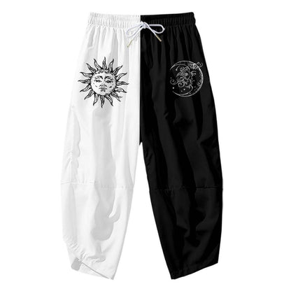 Men's 3D Creative Printed Cropped Pants - Stylish Sun & Moon Design - Buy Center