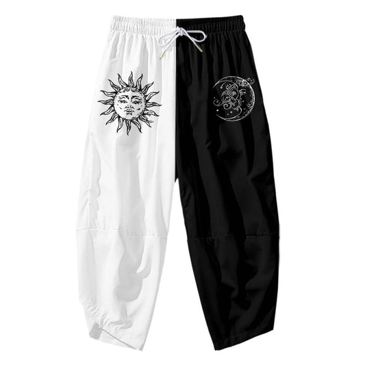 Men's 3D Creative Printed Cropped Pants - Stylish Sun & Moon Design - Buy Center