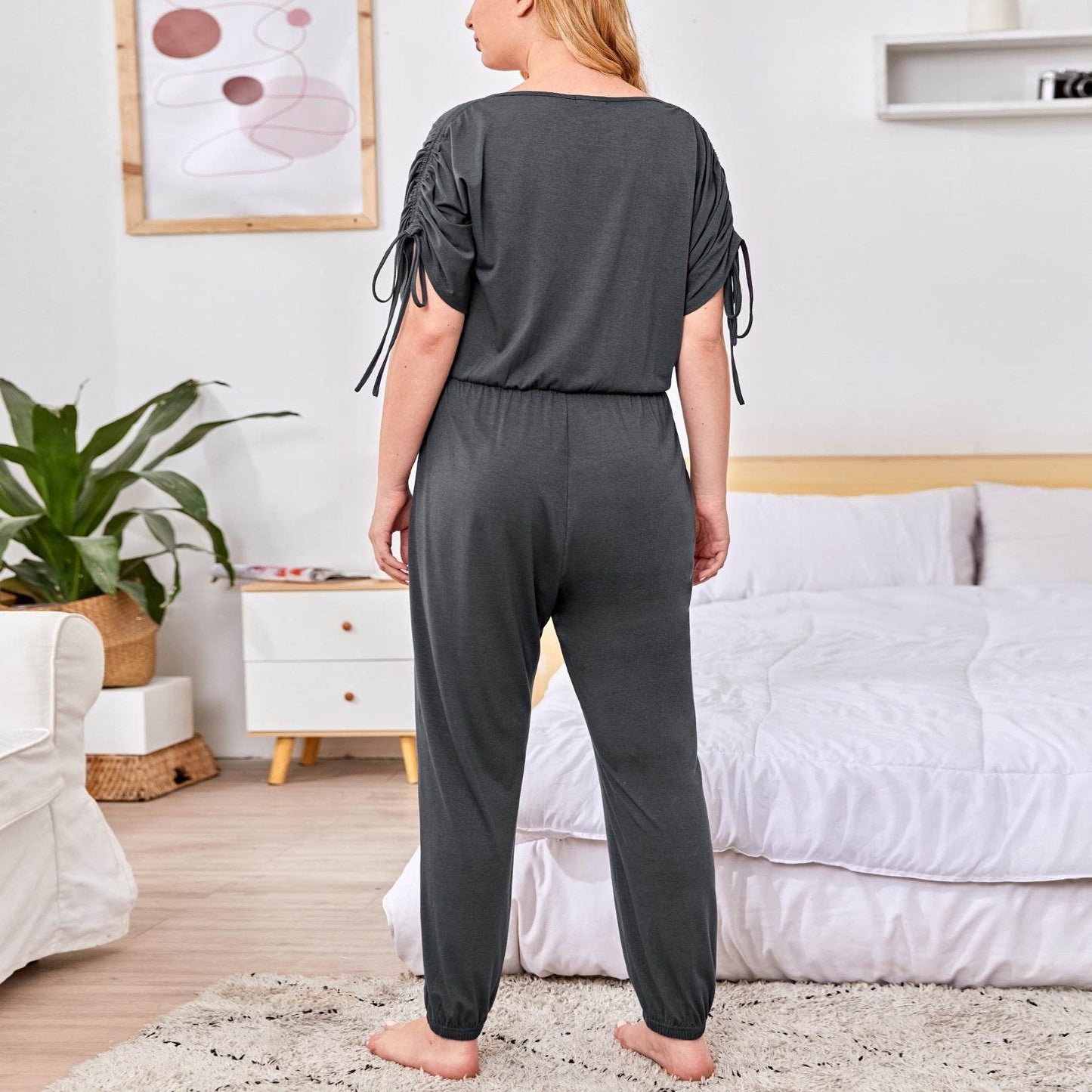 Buycenter Leisure Fashion Jumpsuit - Short-Sleeved in Dark Gray - Buy Center