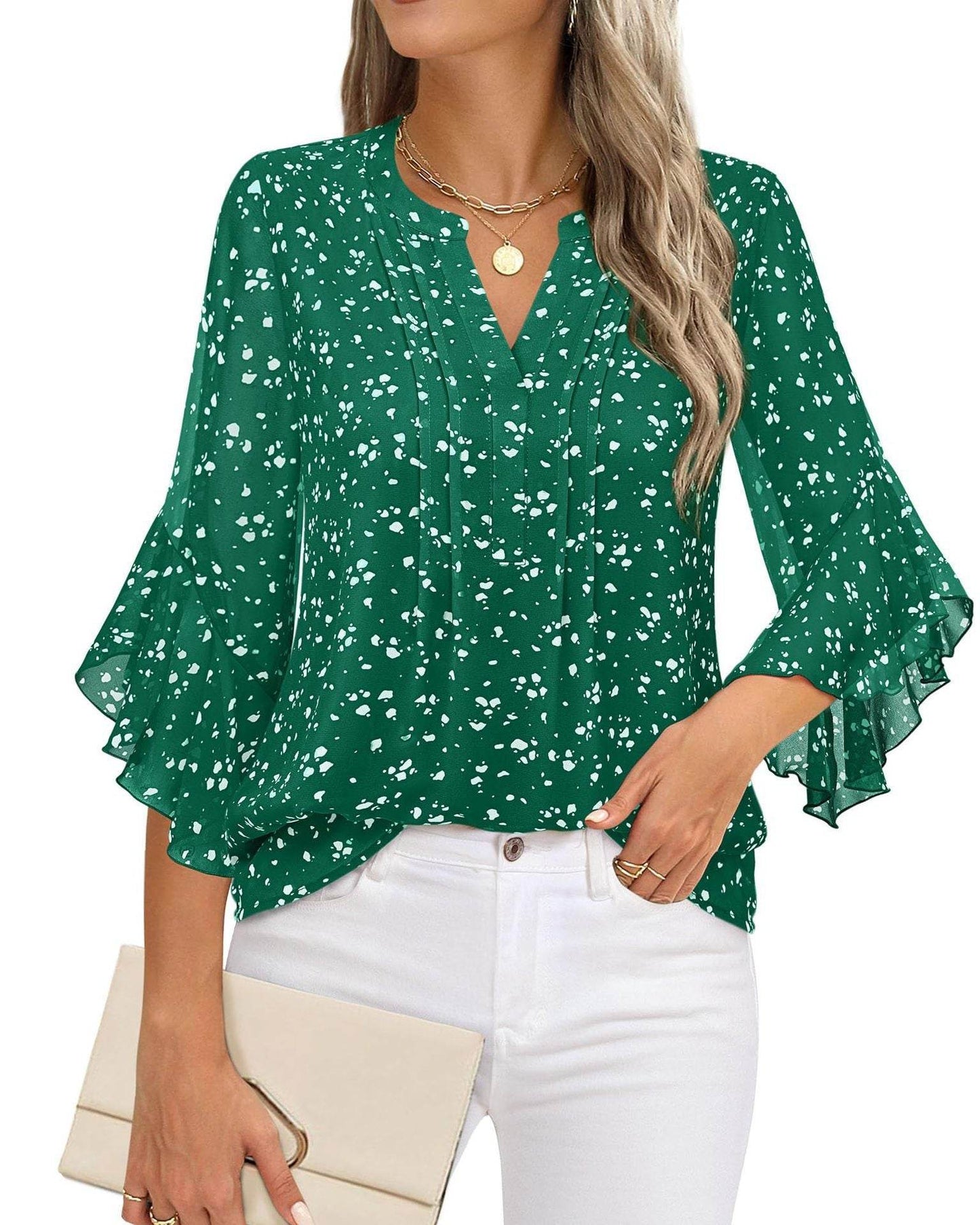 Buycenter Lotus Leaf 3/4 Sleeve Top - Loose Fit, Solid Colors Available - Buy Center