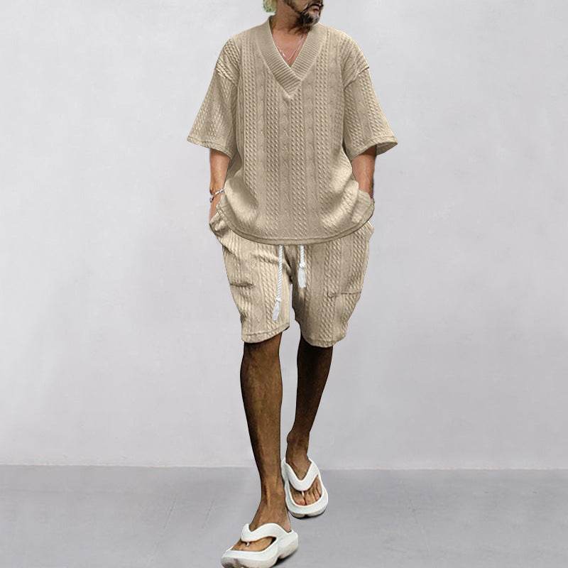 Buycenter Men's Casual Loose Knitwear Shorts Suit - Stylish & Comfortable - Buy Center