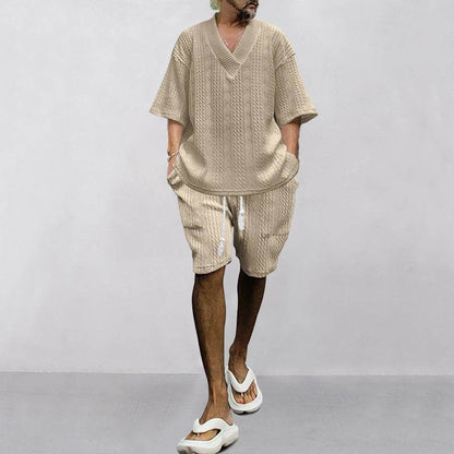 Buycenter Men's Casual Loose Knitwear Shorts Suit - Stylish & Comfortable - Buy Center